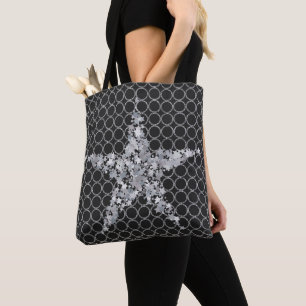 Silver Star Christmas Gift Silver Circles Tote Bag