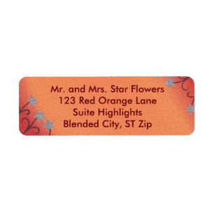 Silver Star Flowers Red Orange Address Labels