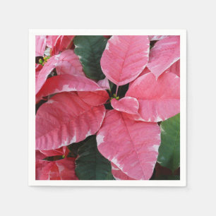 Silver Star Marble Poinsettias Pink Holiday Floral Napkin