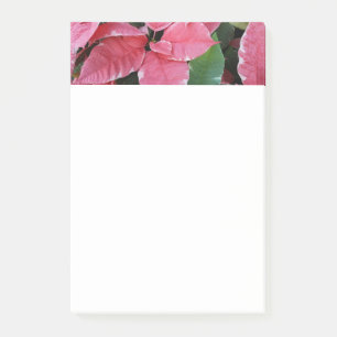 Silver Star Marble Poinsettias Pink Holiday Floral Post-it Notes