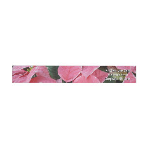 Silver Star Marble Poinsettias Pink Holiday Floral Wrap Around Label