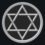 Silver Star of David Classic Round Sticker<br><div class="desc">Silver Star of David</div>