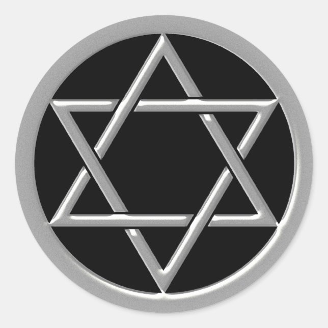 Silver Star of David Classic Round Sticker (Front)