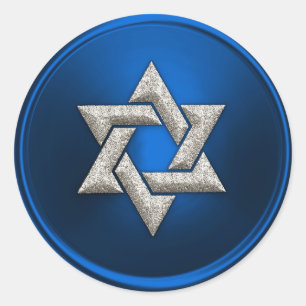 Silver Star of David Envelope Seal Blue