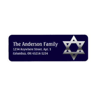 Silver Star of David Hanukkah Address Labels d1