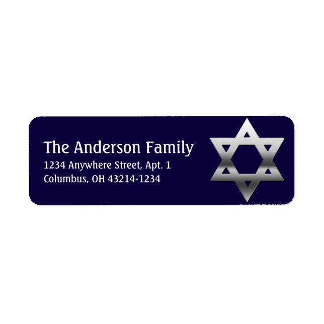 Silver Star of David Hanukkah Address Labels d1 (Front)