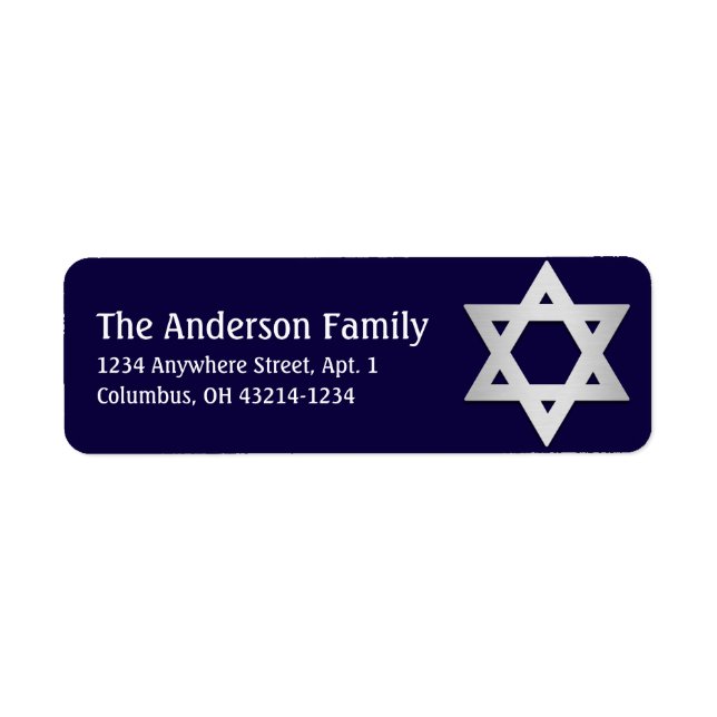 Silver Star of David Hanukkah Address Labels d2 (Front)