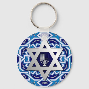Silver Star of David Jewish Holidays Gift  Keychain