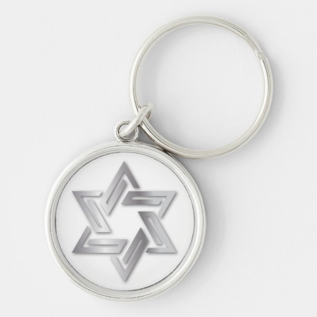 Silver Star of David Keychain (Front)