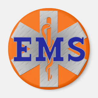 Silver Star of Life with Blue EMS Magnet