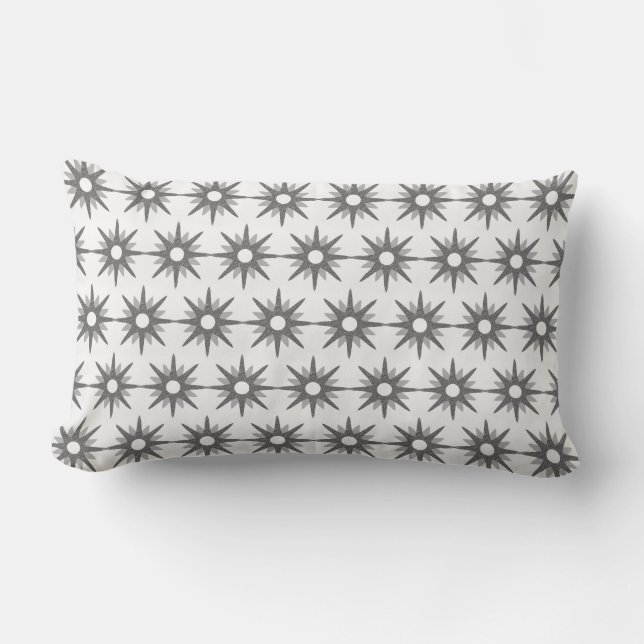 Silver Starburst Mid-Century Modern Lumbar Pillow (Front)