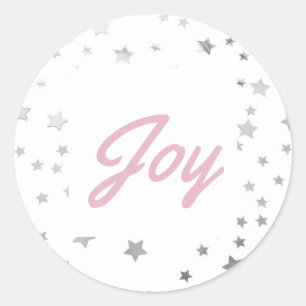 Silver Starry Joy Christmas Holiday Classic Round Sticker