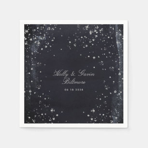 Silver Starry Night Wedding Cocktail Napkin