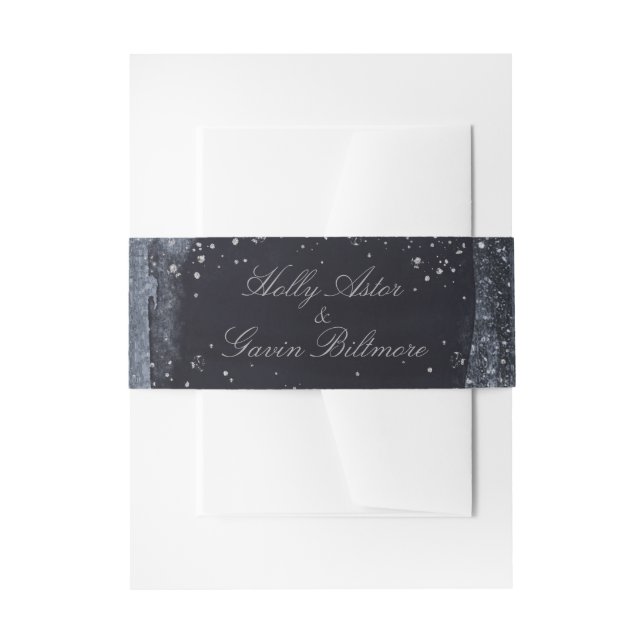 Silver Starry Night Wedding Invitation Suite Belly Band (Front Example)
