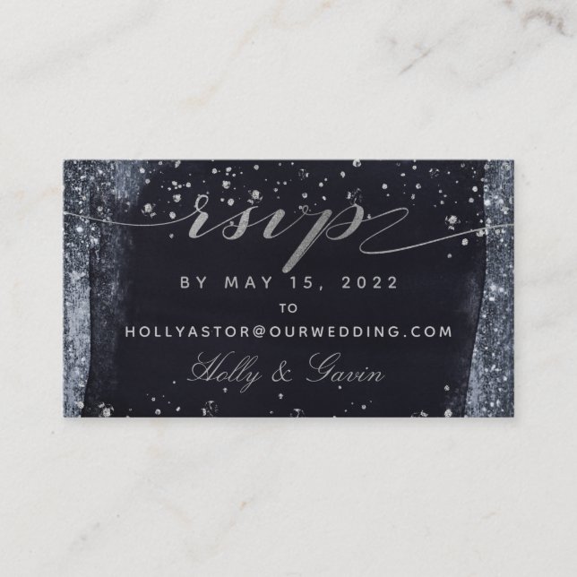 Silver Starry Night Wedding Online RSVP Card (Front)