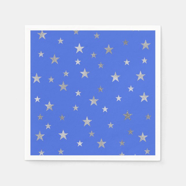 Silver Stars and royal blue Napkin (Front)
