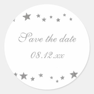 Silver Stars Border, Save the date Stickers