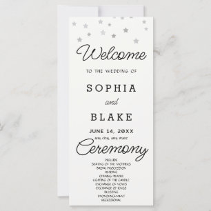 Silver Stars Celestial Off White Wedding Program