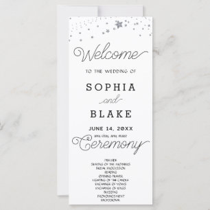 Silver Stars Celestial White Wedding Program