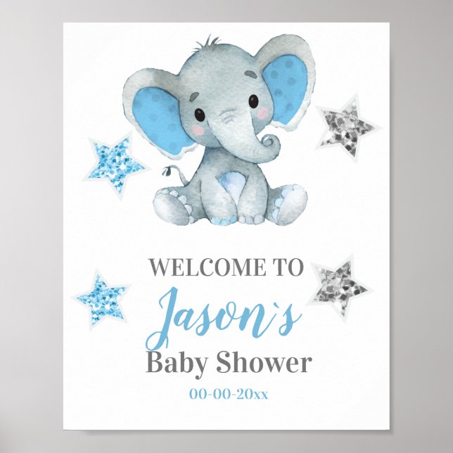 Silver stars Elephant Affiche de bienvenue, Boy Sh (Devant)