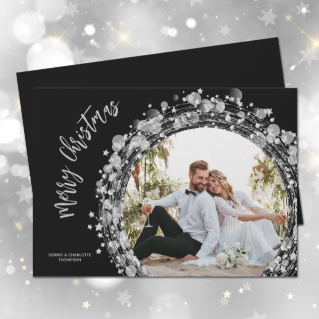 Silver Stars Merry Christmas  Holiday Card (Creator Uploaded)