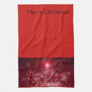 Silver stars on a red background kitchen towel