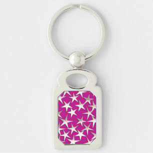 Silver stars on amethyst purple keychain