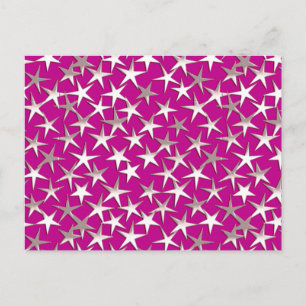 Silver stars on amethyst purple postcard