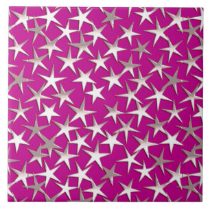 Silver stars on amethyst purple tile
