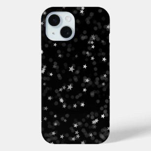 Silver Stars On Black iPhone 15 Case