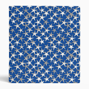 Silver stars on cobalt blue binder
