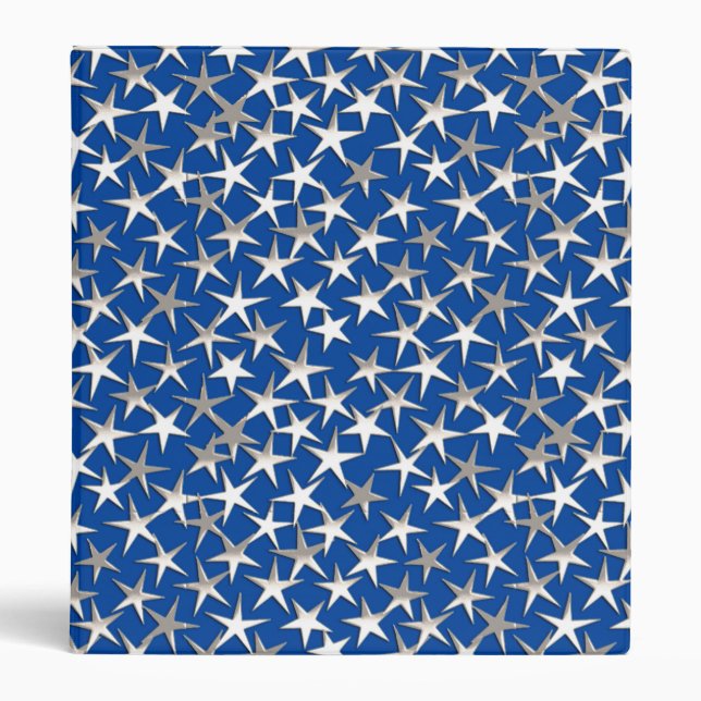 Silver stars on cobalt blue binder (Front)