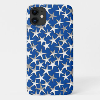 Silver stars on cobalt blue iPhone 11 case