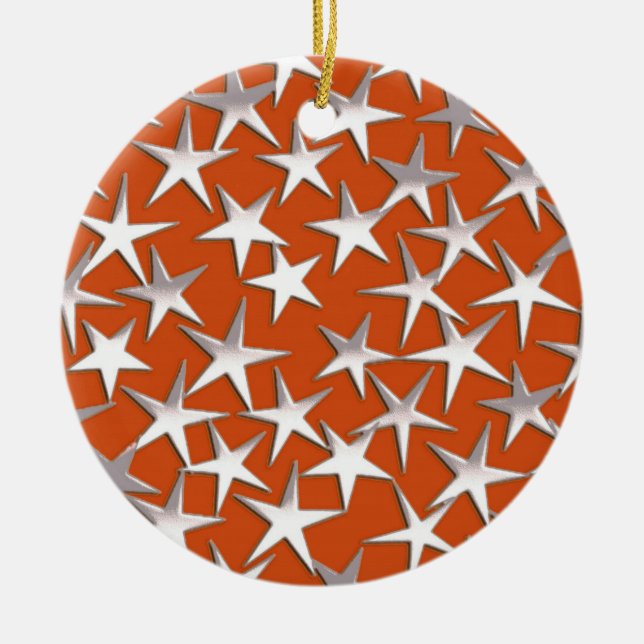 Silver stars on copper ceramic ornament (Front)