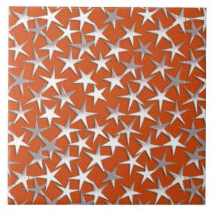 Silver stars on copper tile