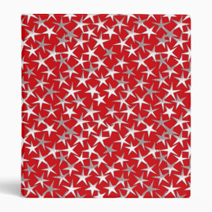 Silver stars on dark red binder
