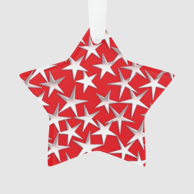 Silver stars on dark red ornament (Front)