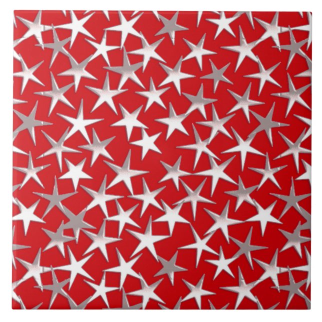 Silver stars on dark red tile (Front)