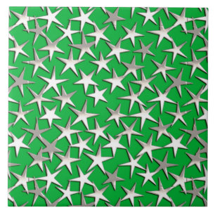 Silver stars on emerald green tile