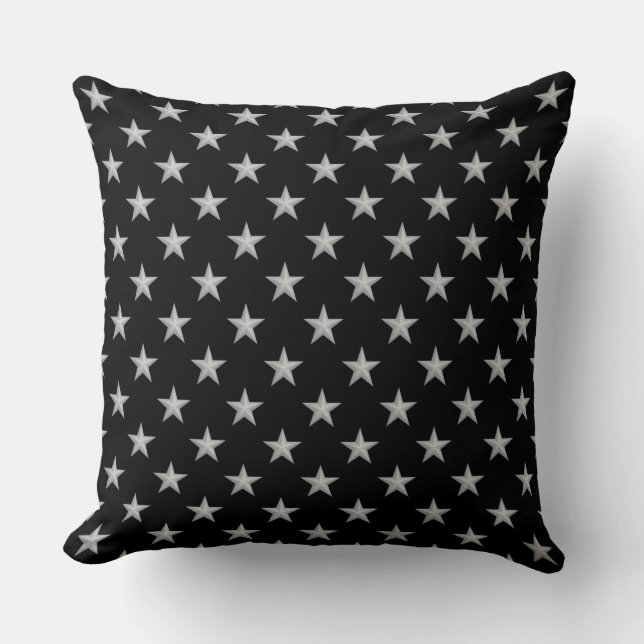 Silver Stars Pattern Throw Pillow (Front)