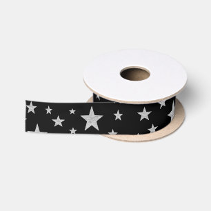 Silver Stars Ribbon Satin Ribbon