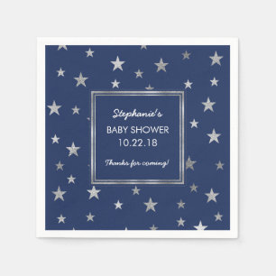 Silver Stars Twinkle Baby Shower decor - any colou Napkin