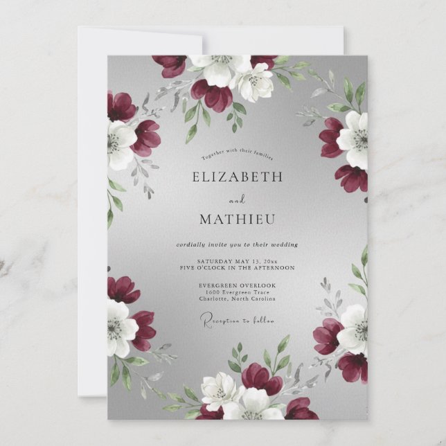 Silver Stately Winter Wedding Invitation (Front)