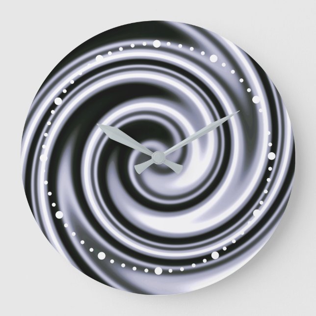 Silver Steel Blue Soft Focus Spiral Swirl Illusion Large Clock (Front)
