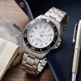Silver Steel Diver Watch Black Bezel Crown Crest