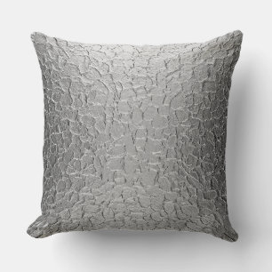 Silver Steel Metal Throw Pillow