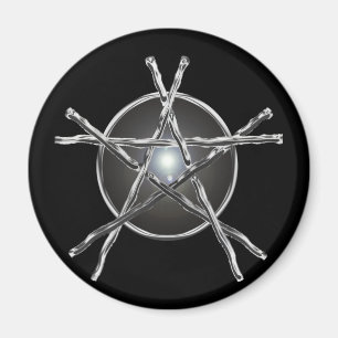 Silver Sticks Pentagram Magnet