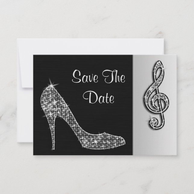 Silver Stiletto & Treble Cleft 19th Save The Date (Front)