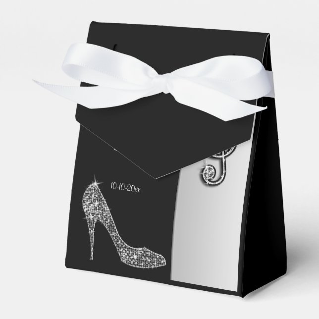 Silver Stiletto & Treble Cleft Birthday Favor Box (Front Side)