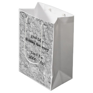 Silver Stone 25th Silver Wedding Anniversary Medium Gift Bag